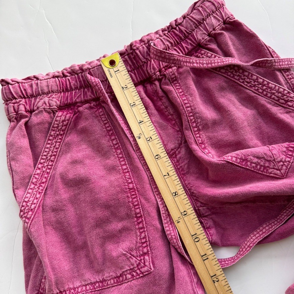 Anthropologie Linen Blend Paperbag Joggers XS Petite Pink Relaxed Boho Lagenlook - Picture 11 of 12
